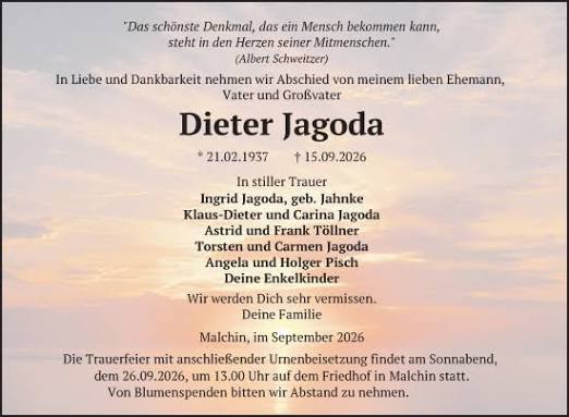 Traueranzeigen Ostsee-Zeitung letzte 14 Tage